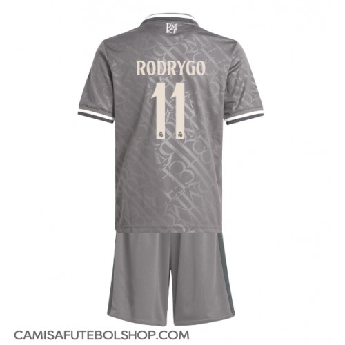 Camisa de time de futebol Real Madrid Rodrygo Goes #11 Replicas 3º Equipamento Infantil 2024-25 Manga Curta (+ Calças curtas)